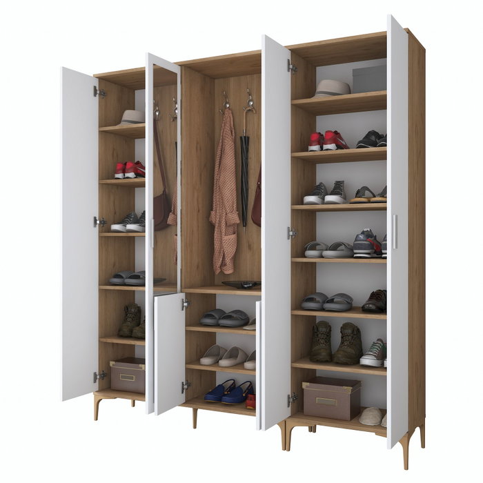 Hanah Home Soporte para el pasillo Nogal y blanco